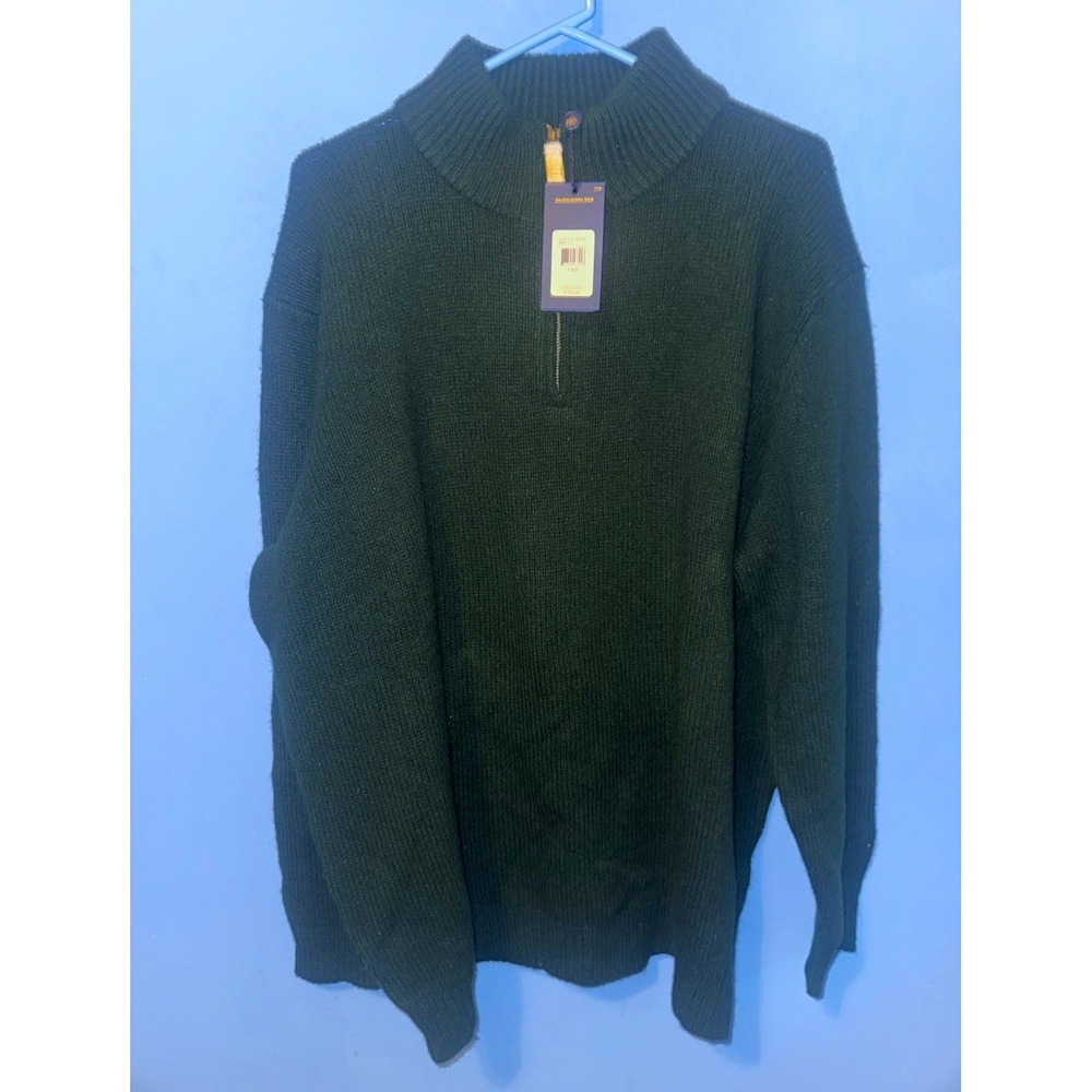 Polo Ralph Lauren Mens Green Mock Neck 1/4 Zip Wool Sweater 1XB 0197119 BTGK